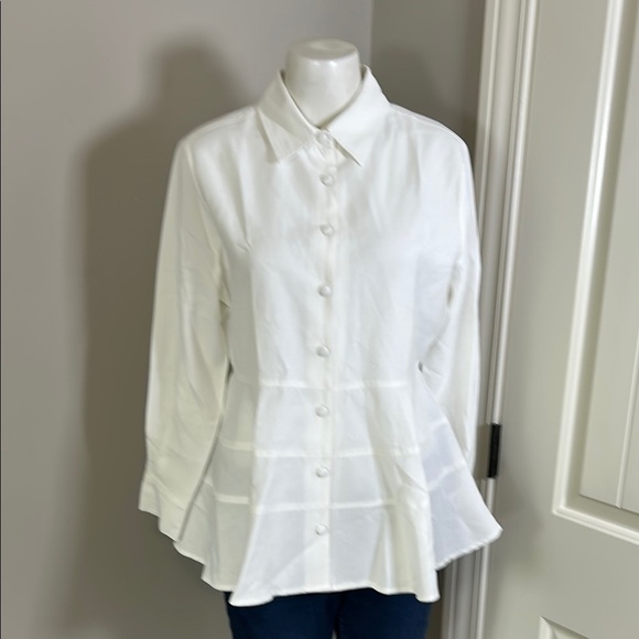 Tuckernuck POMANDER PLACE Ashlen Blouse White Long Sleeve Fit Flare Sz S NEW - Picture 4 of 15